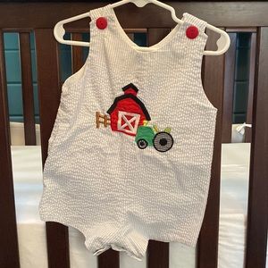 Farm tractor 6-12 month embroidered Jon Jon